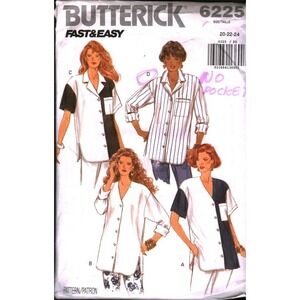 Vintage Butterick 6225 Sewing Pattern 1992 Misses Shirt Tunic Size 20 CUT 90s